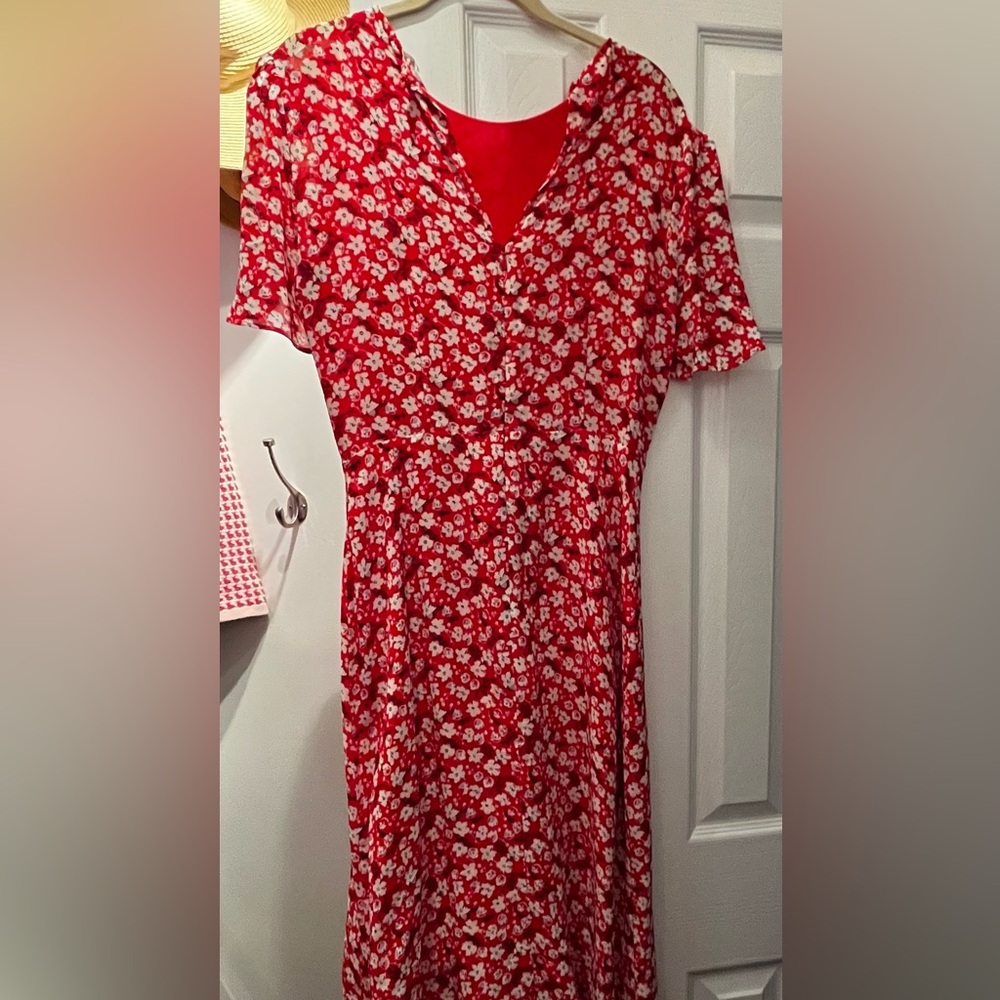COPY - Beautiful Reformation Red Dress w/ Flowers